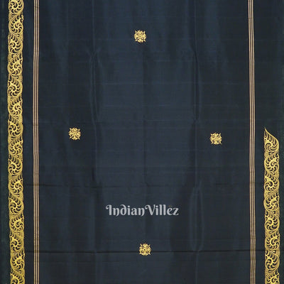 Black Rani Ramayana Theme Hand-Painted Pattachitra Saree