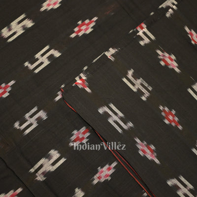 Black Swastik Sambalpuri Ikat Cotton Fabric
