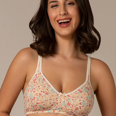 Chic Comfort Non-Padded and Non-Wired Cotton Bra - Daisy Print