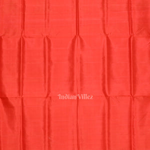 Golden Red Fish Motif Double Pallu Berhampuri Silk Saree