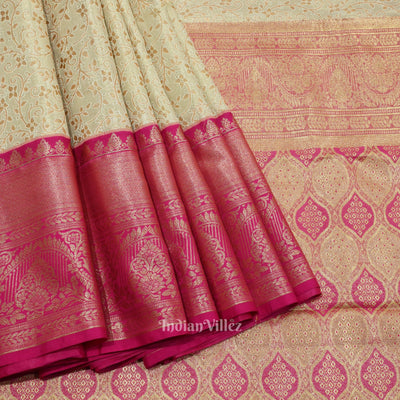 Off White Pure Kanjivaram Tissue Silk Saree