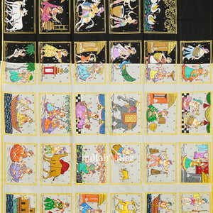 Silver Radha Krishna Villege Theme Hand-painted Pattachitra Saree