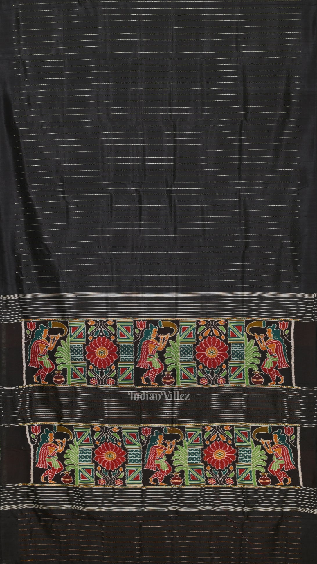 Black Odisha Ikat Contemporary Designer Saree with Marriage Pallu