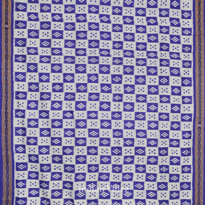 Blue Grey Body Pasapali Odisha Ikat Khandua Silk Saree