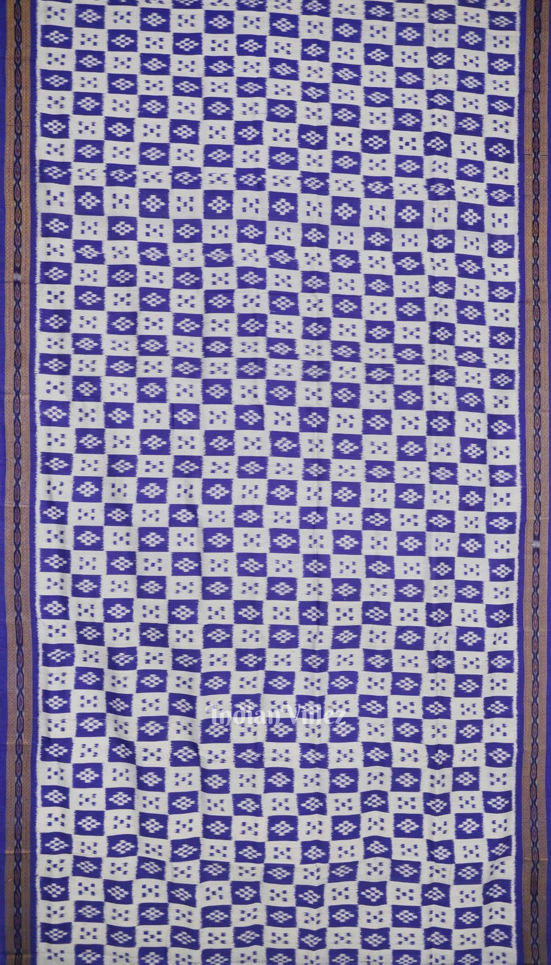Blue Grey Body Pasapali Odisha Ikat Khandua Silk Saree