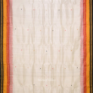 White with Multi Color Kathiphera Odisha Ikat Khandua Silk Saree