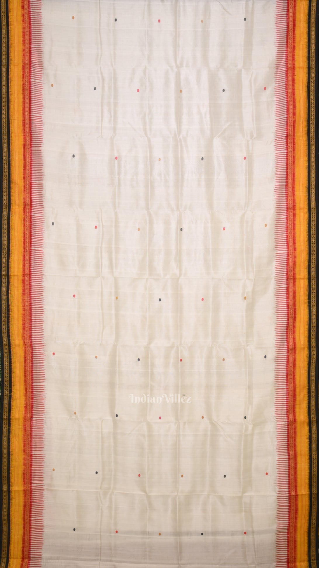 White with Multi Color Kathiphera Odisha Ikat Khandua Silk Saree