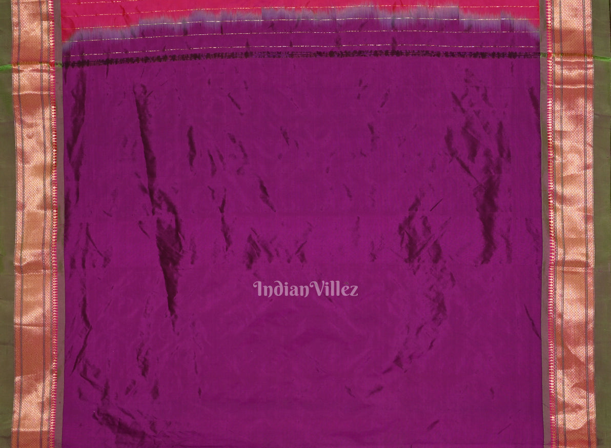 Purple Peacock Butti Paithani Silk Saree