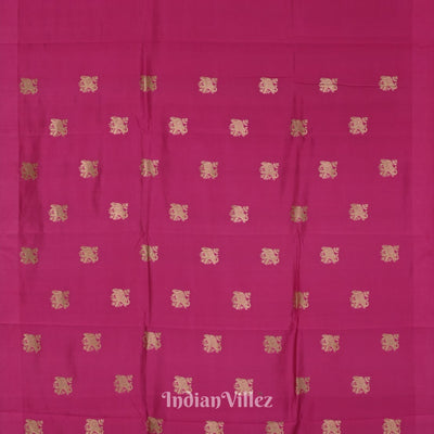 Rani Pink Pure Katan Banarasi Silk Saree With Elephant Motif