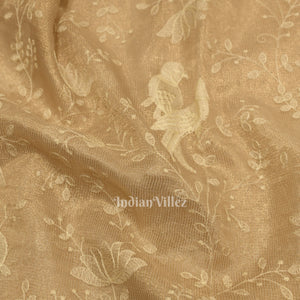 Exlusive Golden Floral Design Banarasi Tissue Saree