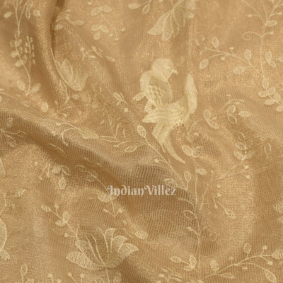 Exlusive Golden Floral Design Banarasi Tissue Saree