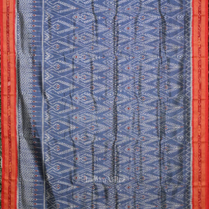 Blue Gray Odisha Ikat Khandua Silk saree