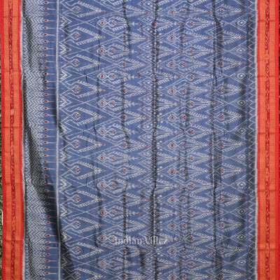 Blue Gray Odisha Ikat Khandua Silk saree