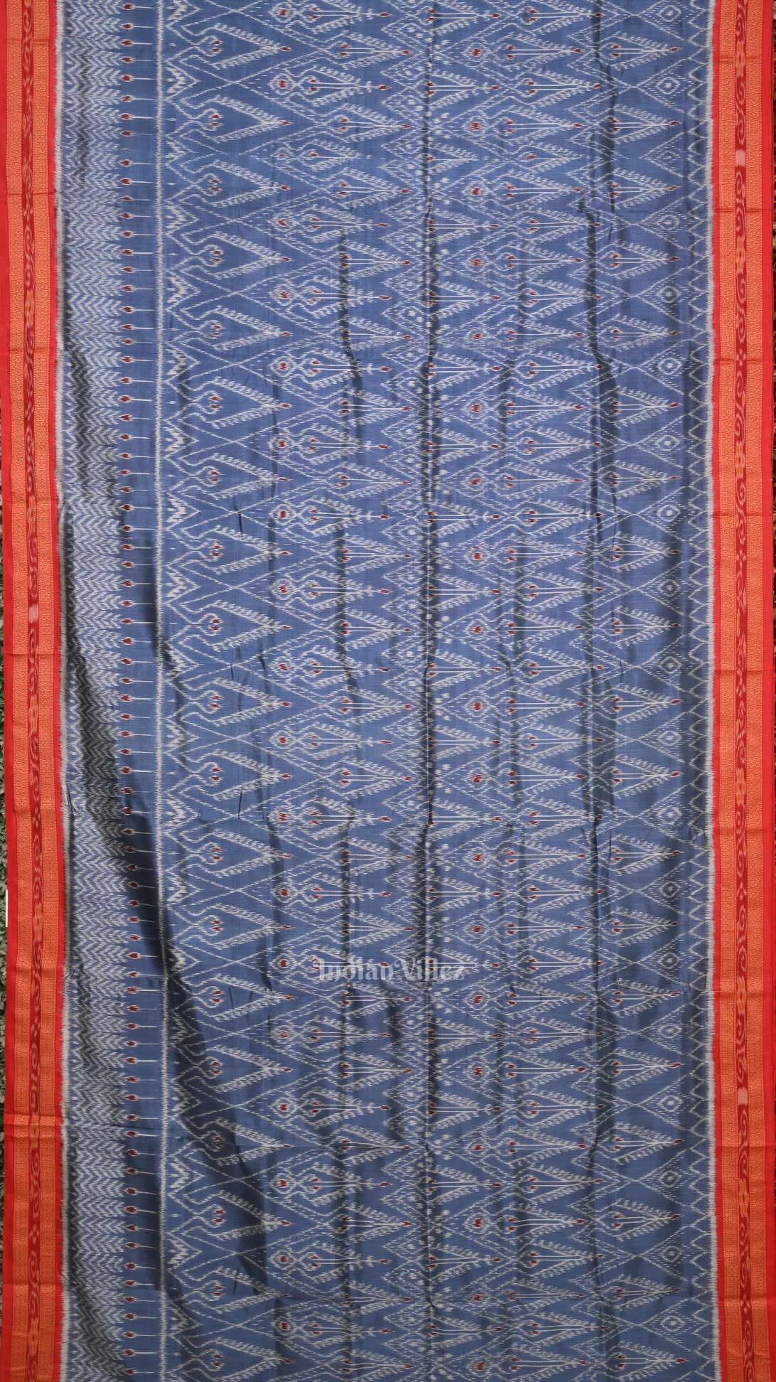 Blue Gray Odisha Ikat Khandua Silk saree
