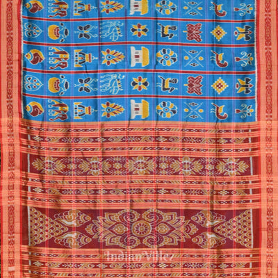 Surf Blue with Red Odisha Ikat Nabakothi Khandua Silk Saree