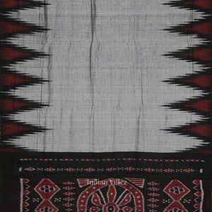 Gray Black Kargil Kumbha Maniabandha Cotton Saree