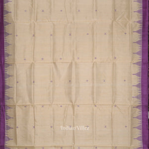 Beige Lavender Hazar Buti Bomkai Tussar Silk Saree with Sarabandha Anchal