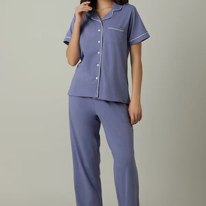 Sleep Button Down PJ Set - Lavender Violet