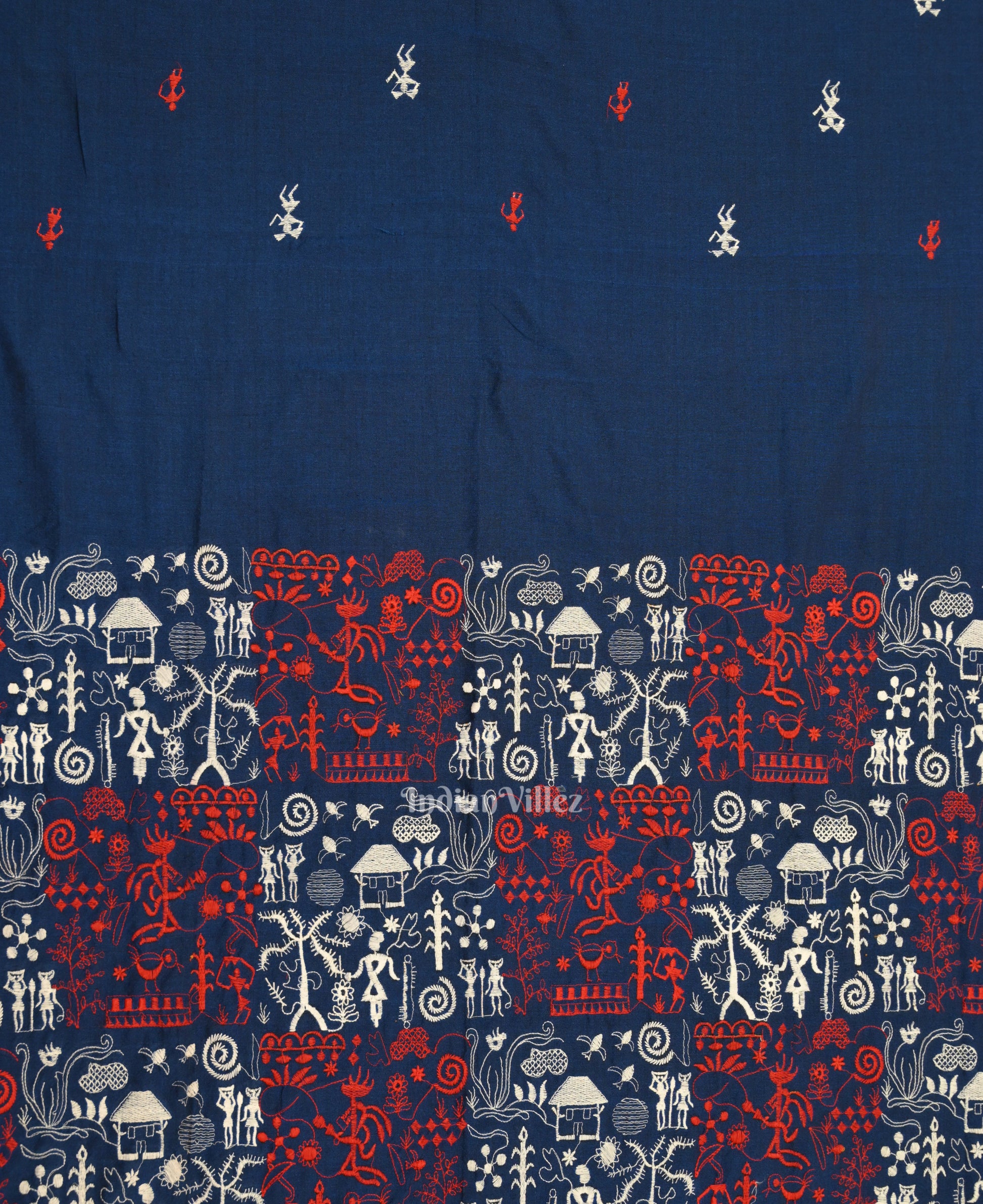 Blue Red Tribal Design Sambalpuri Cotton Dress set with Dupatta