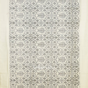 White Black Printed Pochampally Ikat Silk Saree