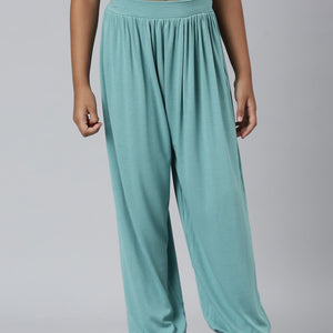 Girls Solid Dark Mint Harem Pants