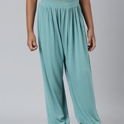 Girls Solid Dark Mint Harem Pants