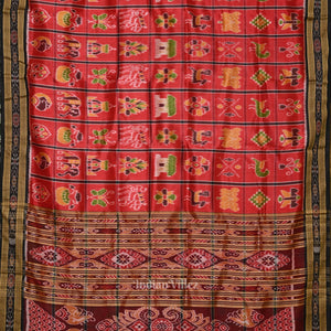 Red Nabakothi Odisha Ikat Khandua Silk Saree