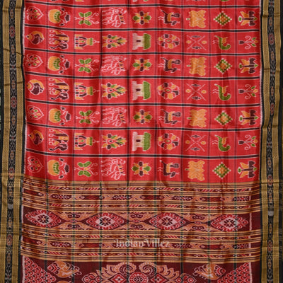 Red Nabakothi Odisha Ikat Khandua Silk Saree
