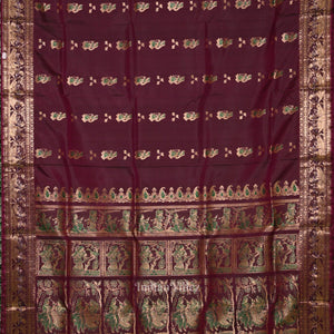 Maroon Handwoven Baluchari Silk Saree