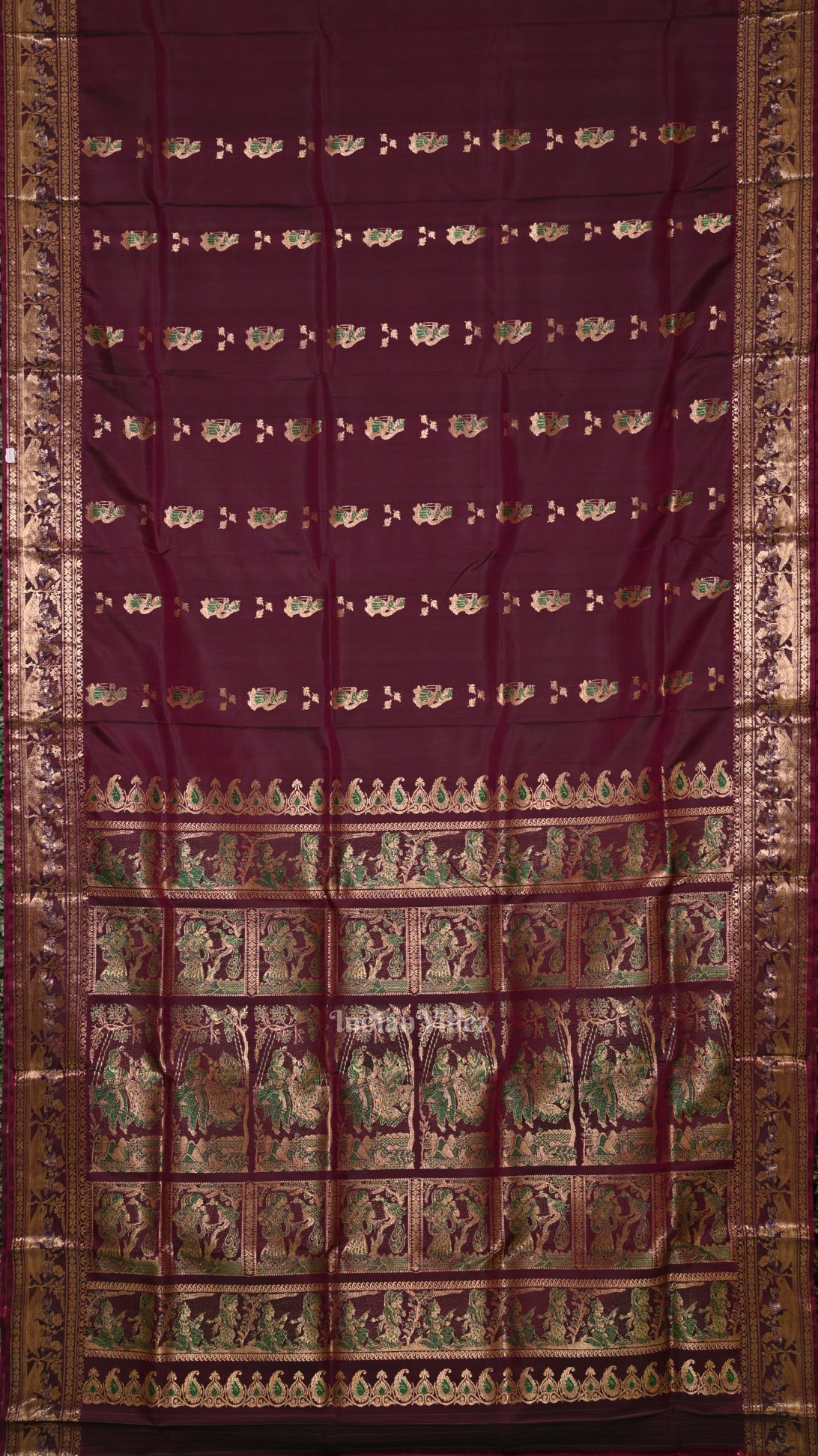 Maroon Handwoven Baluchari Silk Saree