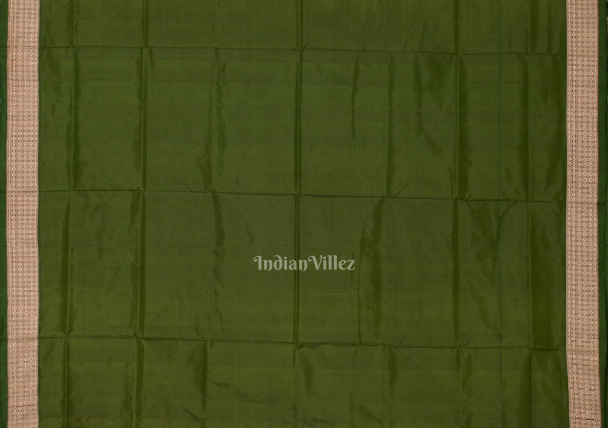 Magenta Pink Mehendi Birds Tree Sambalpuri Silk Saree