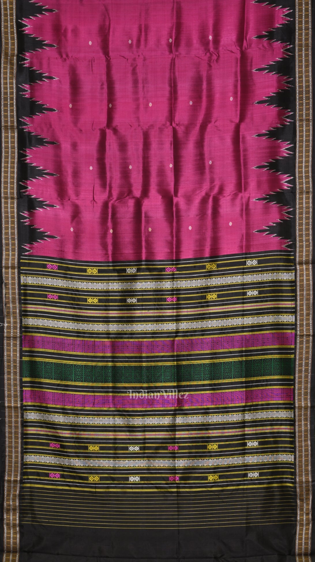 Purple Black Buti Siminoi Odisha Ikat Khandua Silk Saree