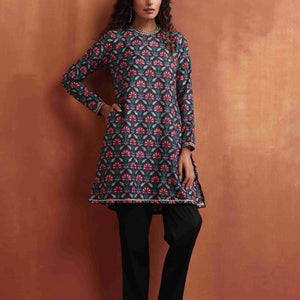 trueBrowns Black Floral Print Co-ord Set