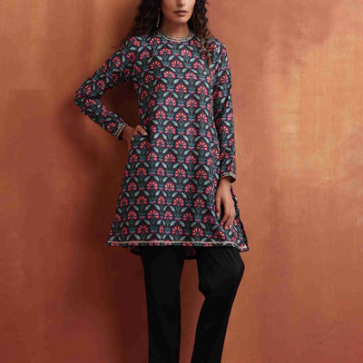 trueBrowns Black Floral Print Co-ord Set