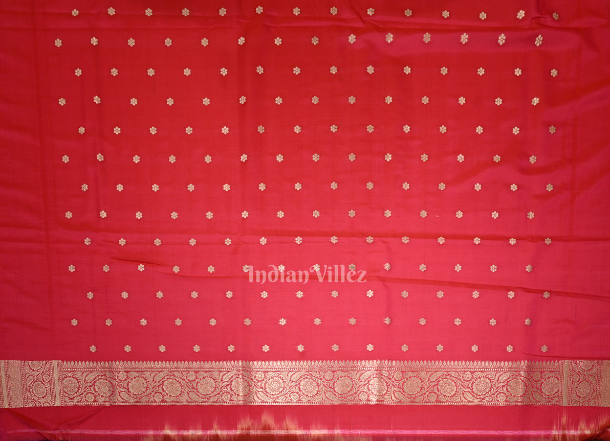 Raspberry Pink Dual Tone Meenakari Pure Mashru Satin Silk Banarasi Saree