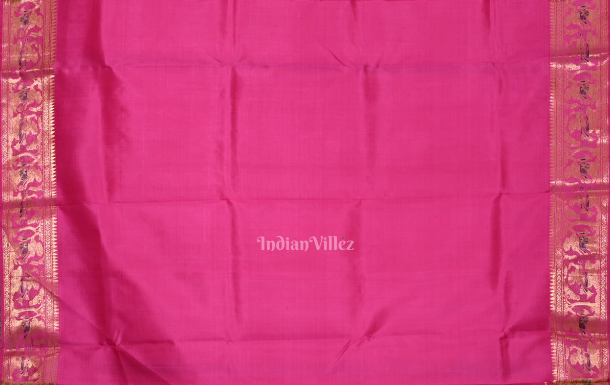 Rani Pink Handwoven Baluchari Silk Saree