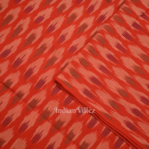 Red Pochampally Ikat Cotton Fabric