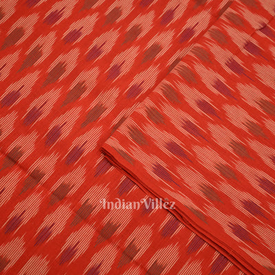 Red Pochampally Ikat Cotton Fabric