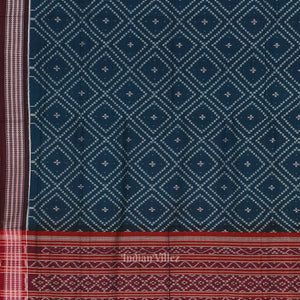Blue Maroon Pasapali Odisha Sambalpuri Pure Cotton Saree