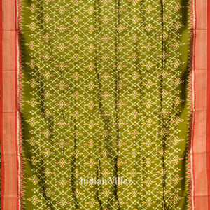 Green Odisha Ikat Khandua Silk Saree