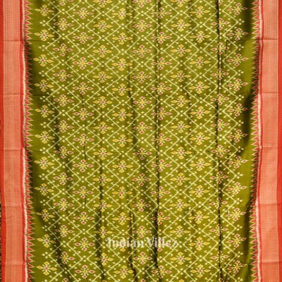 Green Odisha Ikat Khandua Silk Saree