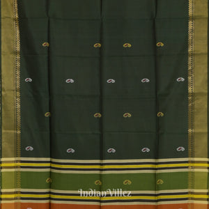 Green With Copper Pure Bishnupuri Silk Saree