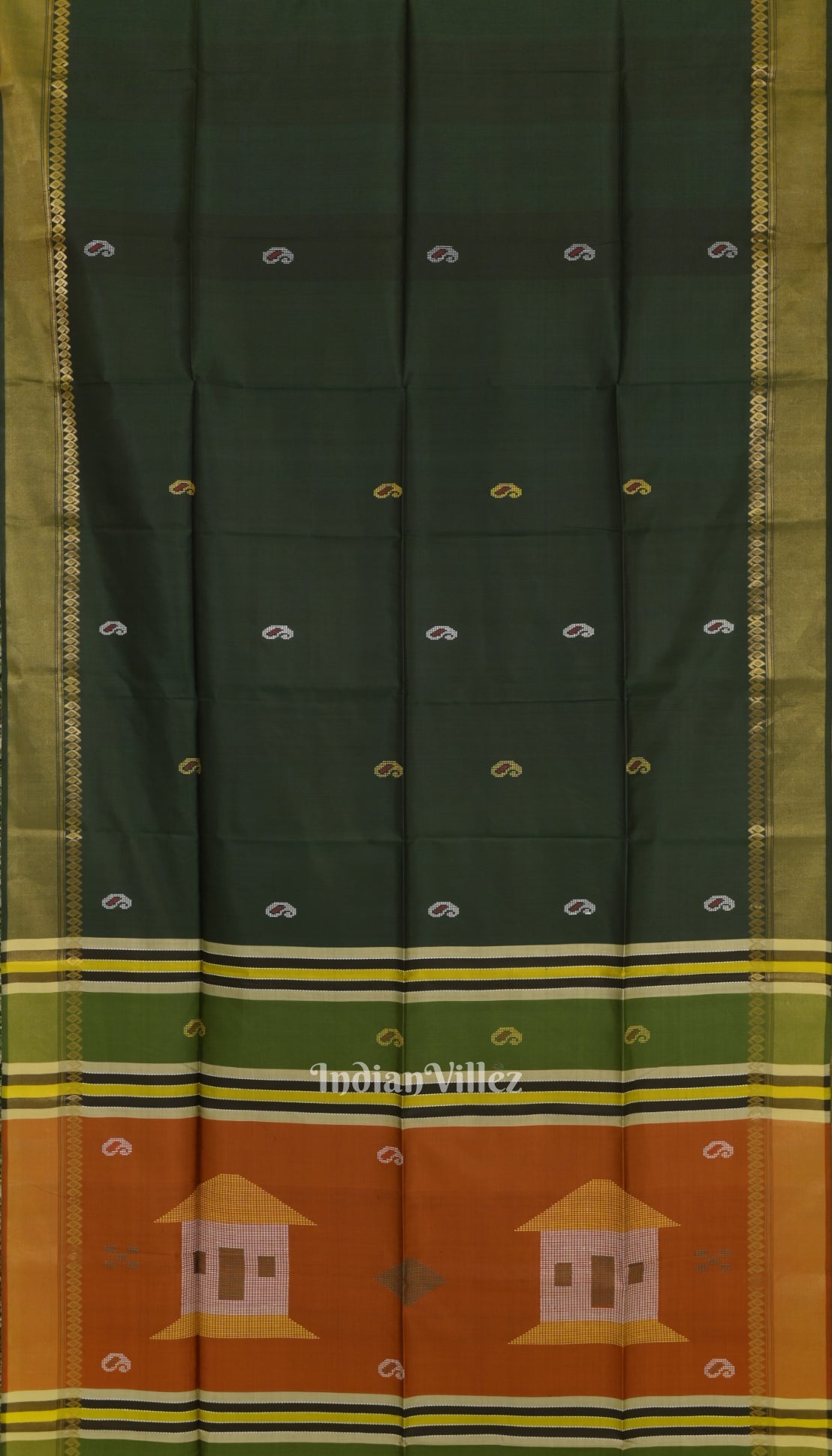 Green With Copper Pure Bishnupuri Silk Saree