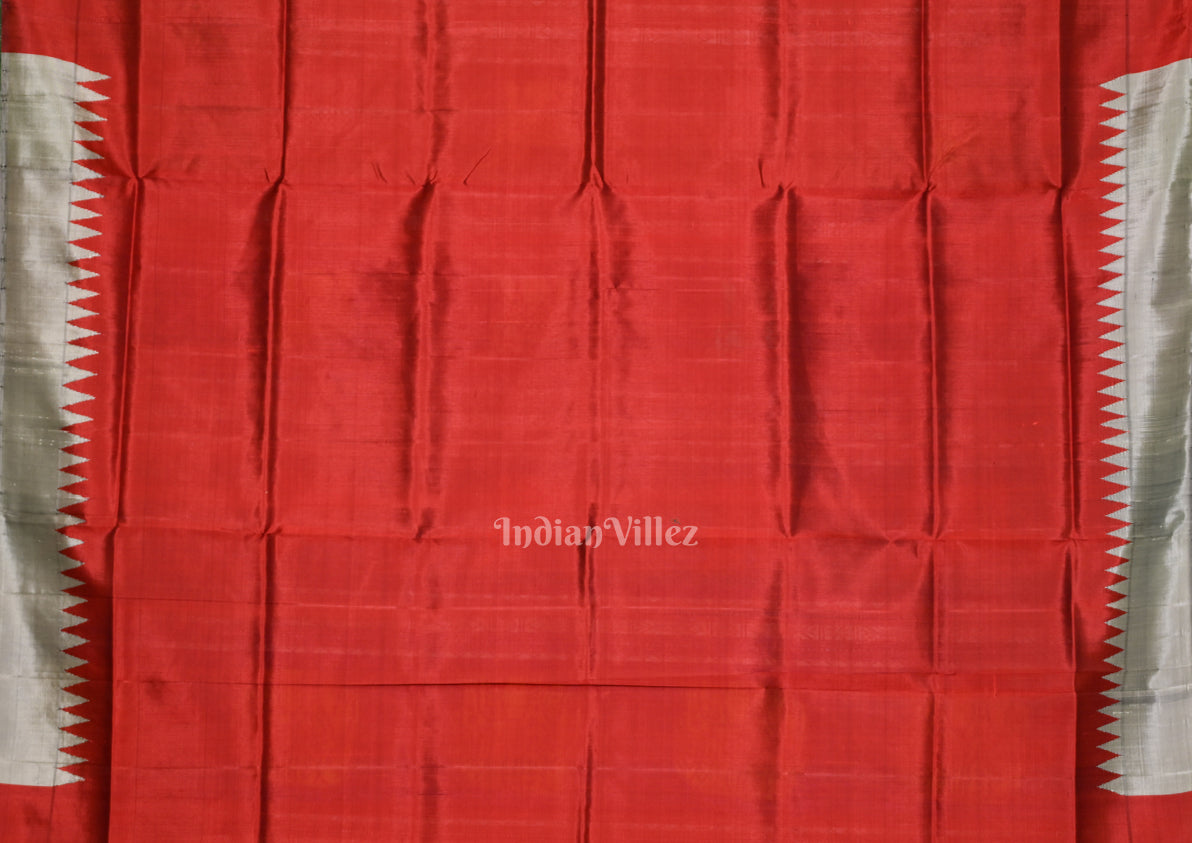 Gray Fish Motif with Animal Theme Double Pallu Berhampuri Silk Saree