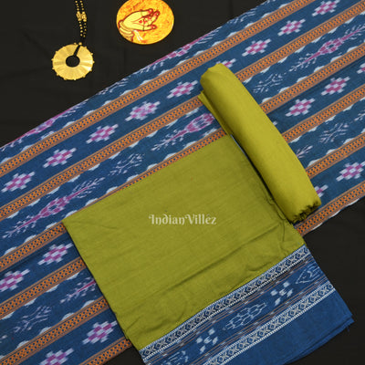 Blue Mehendi Green  Pasapali Sambalpuri Cotton Dress set with Dupatta