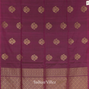 Maroon Golden Floral Design Pure Kanjivaram Soft Silk Saree