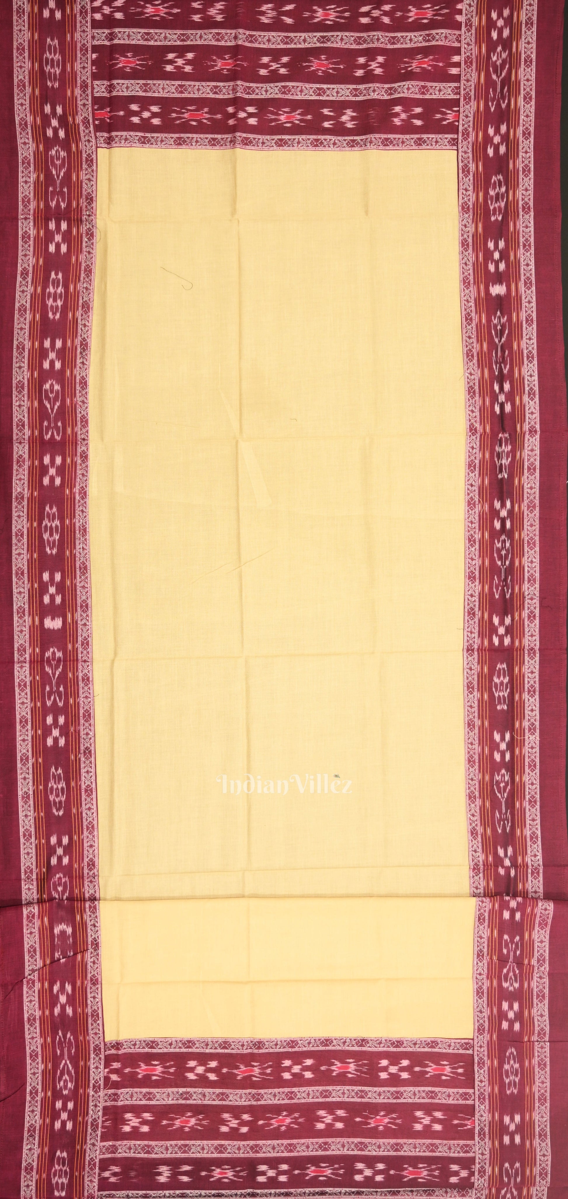 Maroon Cream Pasapali Sambalpuri Cotton Dress set with Dupatta