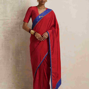 trueBrowns Red Silk Ready To Wear Saree