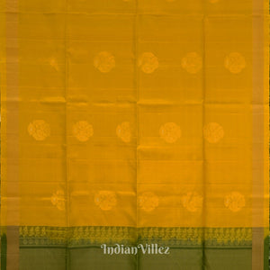 Golden Yellow With Green Pure Kanjivaram Soft Silk Saree
