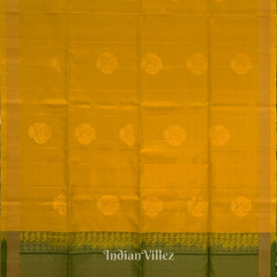 Golden Yellow With Green Pure Kanjivaram Soft Silk Saree